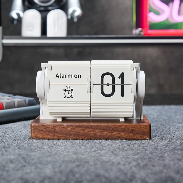Alt view image 2 of 7 - Desktop Time Management Clock, Creative Desk Decoration, Smart Multi-functional Alarm Clock, Automatic Time Synchronization and Page Turning Clock White
