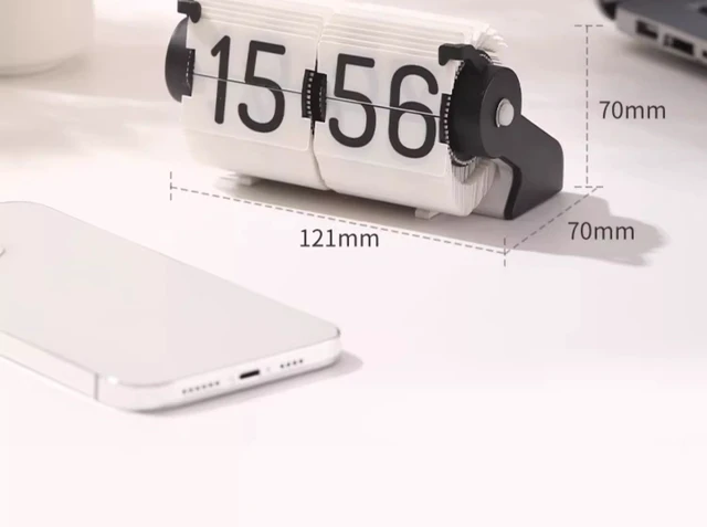 Alt view image 7 of 7 - Desktop Time Management Clock, Creative Desk Decoration, Smart Multi-functional Alarm Clock, Automatic Time Synchronization and Page Turning Clock White
