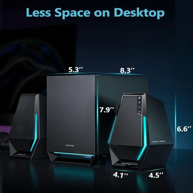 Alt view image 6 of 7 - G1500 MAX 2.1 Computer Speakers System, 60W Hecate Gaming Speakers with Subwoofer Line Out, RGB Light, Bluetooth 5.3, USB, Type-C, 3.5mm AUX Input, Black