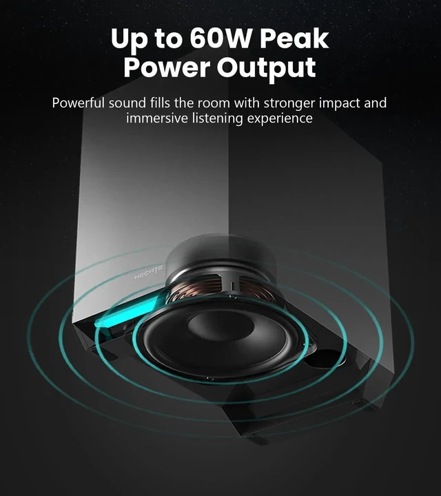 Alt view image 7 of 7 - G1500 MAX 2.1 Computer Speakers System, 60W Hecate Gaming Speakers with Subwoofer Line Out, RGB Light, Bluetooth 5.3, USB, Type-C, 3.5mm AUX Input, Black