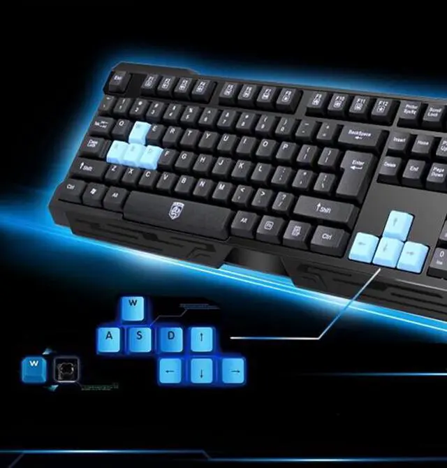 Alt view image 7 of 7 - CORN Black & Blue Multimedia Gaming Keyboard & Mouse With USB RF 2.4GHz Wireless HTPC, Anti-Ghosting Feature, Water-Proof Design, Mute Effect and Mechanical Feel Design, Fully Compatible