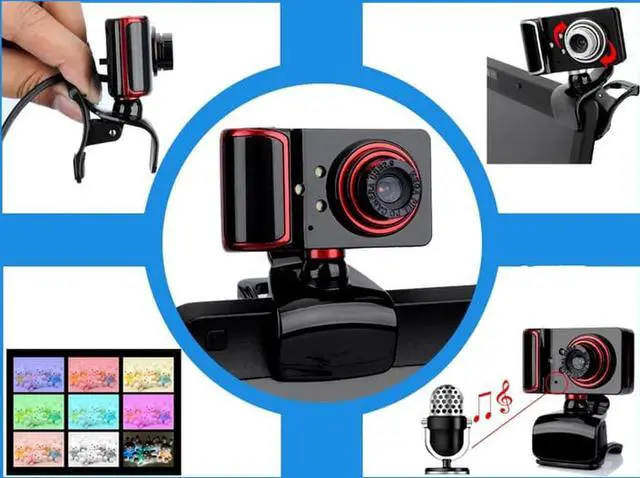 Alt view image 4 of 6 - CORN HD Webcam DZ-SXT-006 with Built-In Noise Canceling Microphone for Desktop Notebook Computer - Black/Red