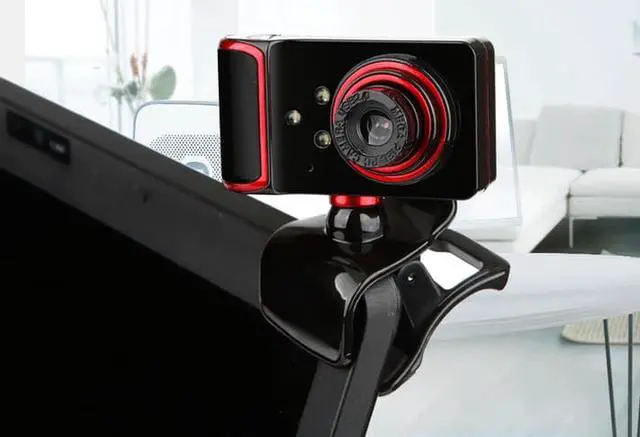 Alt view image 2 of 6 - CORN HD Webcam DZ-SXT-006 with Built-In Noise Canceling Microphone for Desktop Notebook Computer - Black/Red