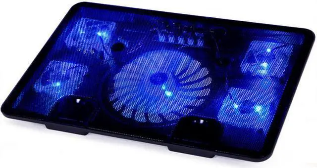 Main image of 5 Fans 2USB Notebook Laptop Computer Cooler, CORN Cooling Rack, Fan Base Plate, Blue LED Strengthen Edition for 14,15.6 ,17 inches - Black