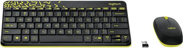 Alt view image 2 of 4 - Logitech RF Wireless Keyboard and Mouse Combo MK240 NANO Receiver 12 Function Keys 2.4GHz 1000DPI Both Hands Spill-resitant - Black/Yellow