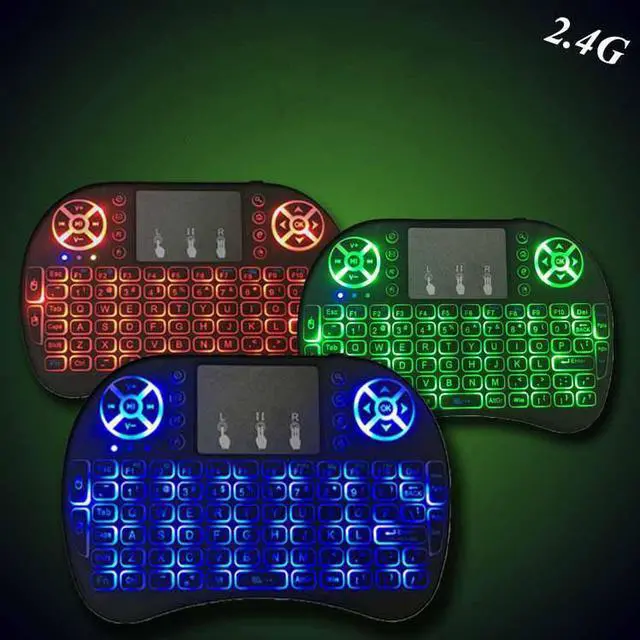 Alt view image 2 of 7 - Corn Electronics i8 3 Color LED Backlit Touchpad 2.4G Mini Wireless Keyboard & Mouse Combo Portable Handheld Airfly Mouse For Google Android TV Box, PC, Xbox 360, PS3, HTPC