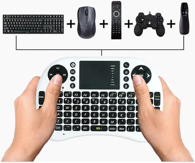 Alt view image 4 of 7 - Corn Electronics i8 3 Color LED Backlit Touchpad 2.4G Mini Wireless Keyboard & Mouse Combo Portable Handheld Airfly Mouse For Google Android TV Box, PC, Xbox 360, PS3, HTPC
