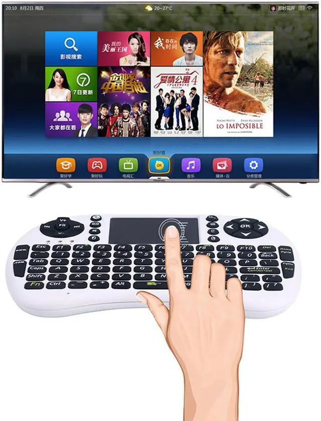 Alt view image 5 of 7 - Corn Electronics i8 3 Color LED Backlit Touchpad 2.4G Mini Wireless Keyboard & Mouse Combo Portable Handheld Airfly Mouse For Google Android TV Box, PC, Xbox 360, PS3, HTPC