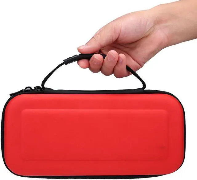 Alt view image 2 of 5 - Corn Electronics Tough Pouch Carrying Case for Nintendo Switch with 9HD Tempered Glass Screen Protector - Red