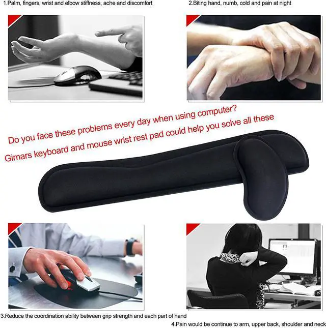Alt view image 4 of 6 - Corn Electronics Memory Foam Non Slip Keyboard Wrist Rest Pad and Mouse Wrist Rest Support For Gaming,Office, Computer, Laptop, & Mac - Durable & Comfortable & Lightweight For Easy Typing&Pain Relief