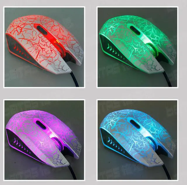 Alt view image 4 of 4 - CORN Multicolor 6D USB Optical Comupter PC Laptop Mice 2400 DPI Wired FPS Gaming Gamer Ergonomic Mouse with 7 Color auto-changing shade LED - White