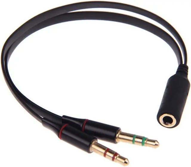 Alt view image 2 of 5 - Corn Electronics 3.5mm Female to 2 Male Gold Plated Headphone Mic Audio Y Splitter Flat Cable