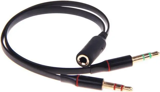 Alt view image 4 of 5 - Corn Electronics 3.5mm Female to 2 Male Gold Plated Headphone Mic Audio Y Splitter Flat Cable