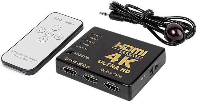 HDMI Switch 4K 5-Port HDMI Switch, in 1 out HDMI Switcher HDMI Splitter with IR Wireless Remote, Speed HDMI Converter, support Full 3D 4k x 2k for HDTV/ DVD/