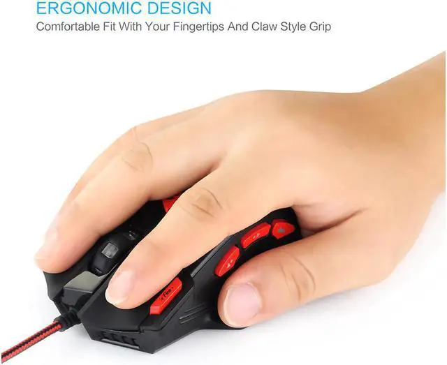 Alt view image 6 of 7 - Corn Precision 8000 DPI Gaming Mouse - 6 Speed DPI Adjustment, 13 Light Modes, 8 Buttons, Optical Engine Power for Pro Gamer/Office - Black