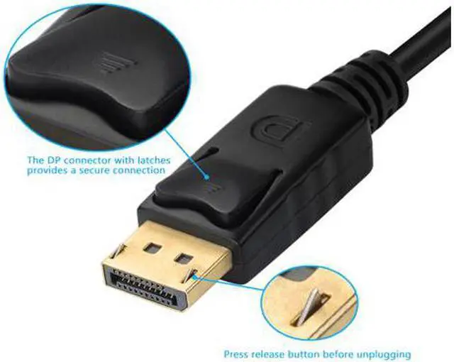 Alt view image 4 of 7 - CORN DisplayPort to VGA Male to Female Active Cable Adapter 1920x1200 1080P for PC Laptop Macbook projector - Black