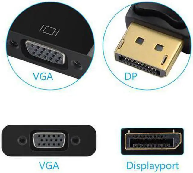 Alt view image 5 of 7 - CORN DisplayPort to VGA Male to Female Active Cable Adapter 1920x1200 1080P for PC Laptop Macbook projector - Black