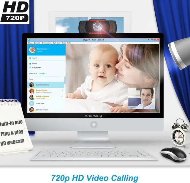 Alt view image 7 of 7 - CORN Eagle Eye HD Pro Webcam, Widescreen Video Calling and Recording, 720p Camera, Desktop or Laptop Webcam
