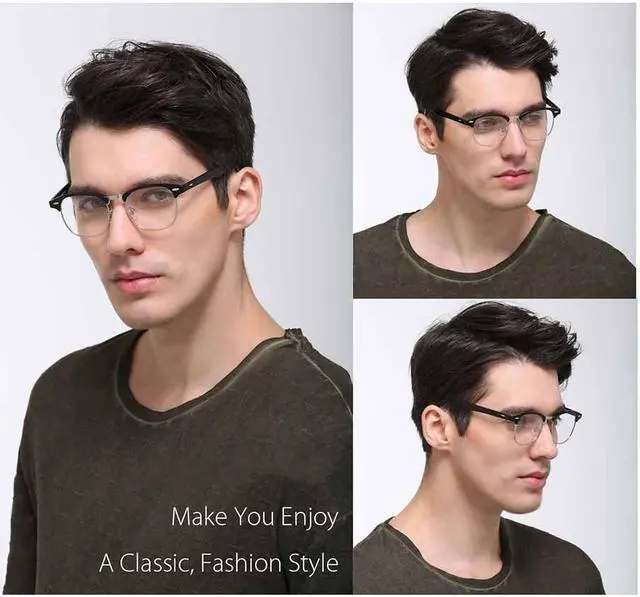 Alt view image 3 of 7 - CORN YJ-4 Blue Light Filter [Anti Eye Strain] Semi-Rimless Computer Glasses, Unisex(Mens/Womens) Blocking UV Reading Eyewear