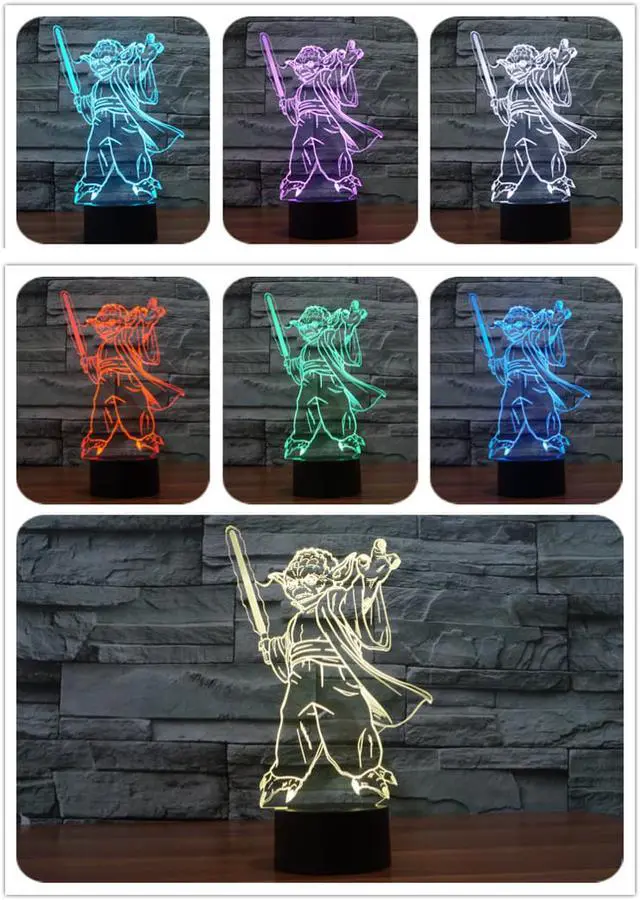 Alt view image 7 of 7 - CORN 3D Illusion LED Desk Table Night Light Lamp USB Powered 7 Color Kids Children Family Holiday Gift Home Childrenroom Theme Decoration - Star Trek/Star Wars