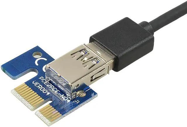 Alt view image 6 of 7 - Corn Electronics Ver006C Mining Dedicated PCIe Riser Cable Card Riser Adapter Cryptocurrency PCI Express 1X to 16X Extender Mining Rig 60cm USB 3.0 6Pin Power