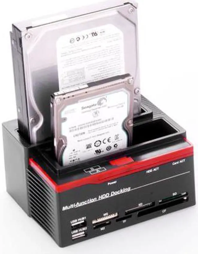 Alt view image 2 of 7 - IDE SATA Hard Drive HDD Dock Docking Docking Station One Button Backup + Card Reader USB 2.0 For 2.5" 3.5" IDE PATA SATA HDD SSD, Capacity 4TB Support, Offline Clone OTC - RTP892