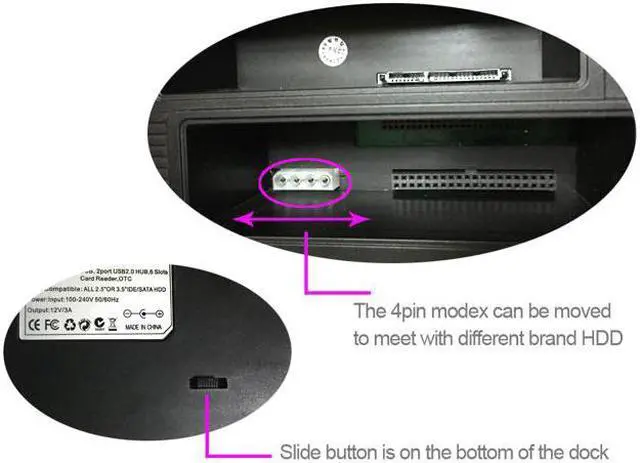 Alt view image 4 of 7 - IDE SATA Hard Drive HDD Dock Docking Docking Station One Button Backup + Card Reader USB 2.0 For 2.5" 3.5" IDE PATA SATA HDD SSD, Capacity 4TB Support, Offline Clone OTC - RTP892
