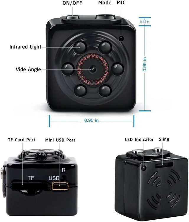 Alt view image 4 of 6 - CORN Mini Spy Hidden Camera - 1080P Portable Spy Video Recorder Camera with Night Vision,Motion Detection,Indoor/Outdoor Use