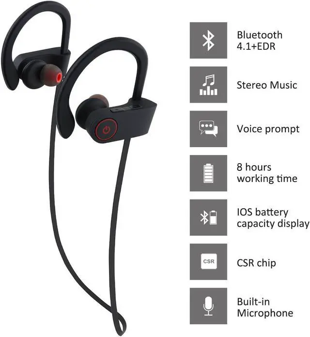Alt view image 2 of 7 - Bluetooth Headphones, CORN Best Wireless Sports Earphones w/ Mic IPX7 Waterproof HD Stereo Sweatproof In Ear Earbuds for Gym Running Workout 8 Hour Battery Noise Cancelling Headsets