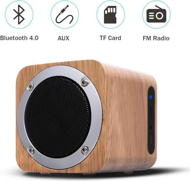 Alt view image 4 of 5 - CORN Bluetooth Speaker Wooden, Portable Bluetooth 4.0 Speakers with 70mm Big-Driver, Wireless Computer Speaker with Enhanced Bass Resonator