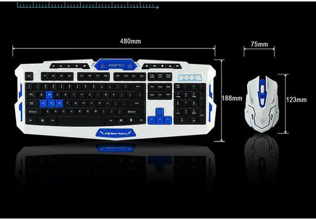 Alt view image 3 of 3 - CORN Multimedia Wireless Gaming Keyboard and Mouse Combo With USB RF 2.4GHz, Anti-Ghosting Feature & Water-Proof Design - Black & White (Upgraded Version)