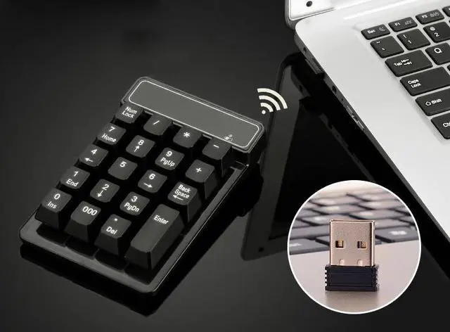 Alt view image 3 of 6 - CORN Wireless USB Numeric Keypad Portable Slim Mini Number Pad for Laptop Desktop Computer PC, Full Size 19 Key, Big Print Letters - Black