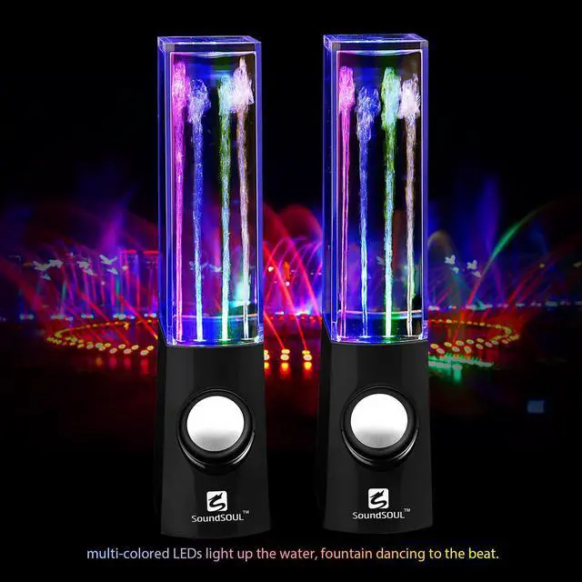 Alt view image 4 of 5 - CORN Water Dancing Speakers Light Show Water Fountain Speakers LED Speakers (3.5mm Audio Plug, 4 Colored LED Lights, Portable Speakers) - Black