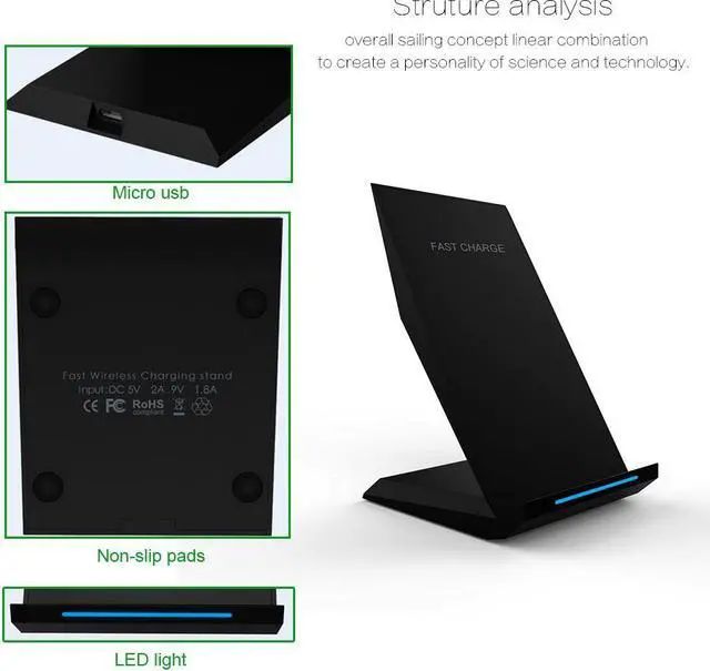 Alt view image 3 of 7 - Corn QI Standard Quick Charge Wireless Charger, 10W Fast Charge Wireless Charging Stand for iPhone X 8 Plus Samsung Galaxy S8 S8+ S7 S7 Edge Note 8 Note 5 S6 Edge Plus (M220)