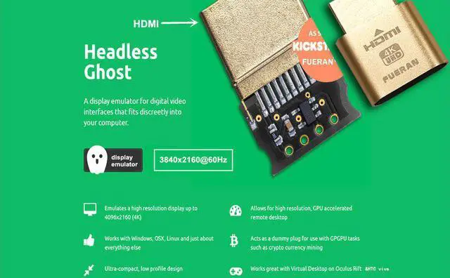 Alt view image 3 of 7 - 2-Pack Corn Electronics Display Emulator Plug Headless Ghost Emulator Dummy Display(Fit Headless-1920x1080-3840x2160 @60Hz)For BTC Mining Great Mining Helper