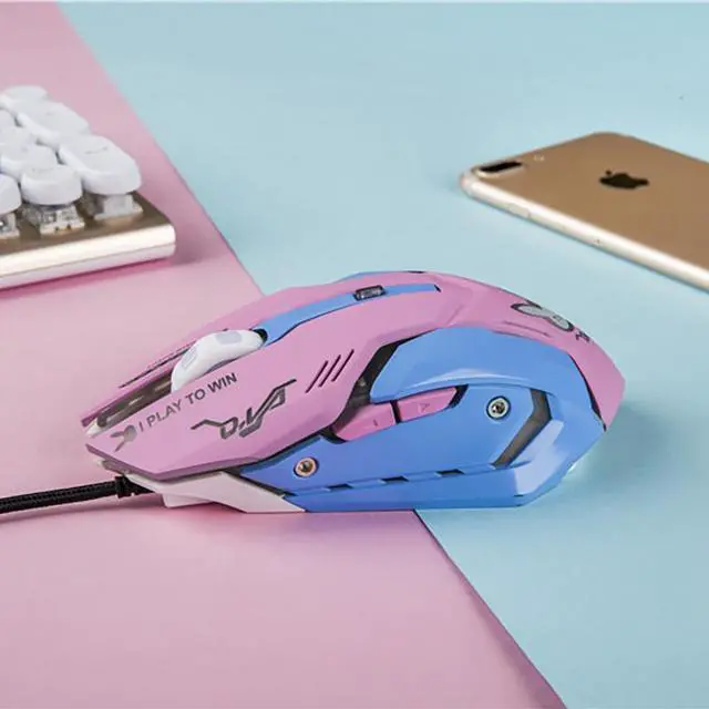 Alt view image 2 of 6 - Overwatch OW D.VA Design Cosplay Pink LED USB Wired 2400DPI 6 Buttons Gaming Mouse