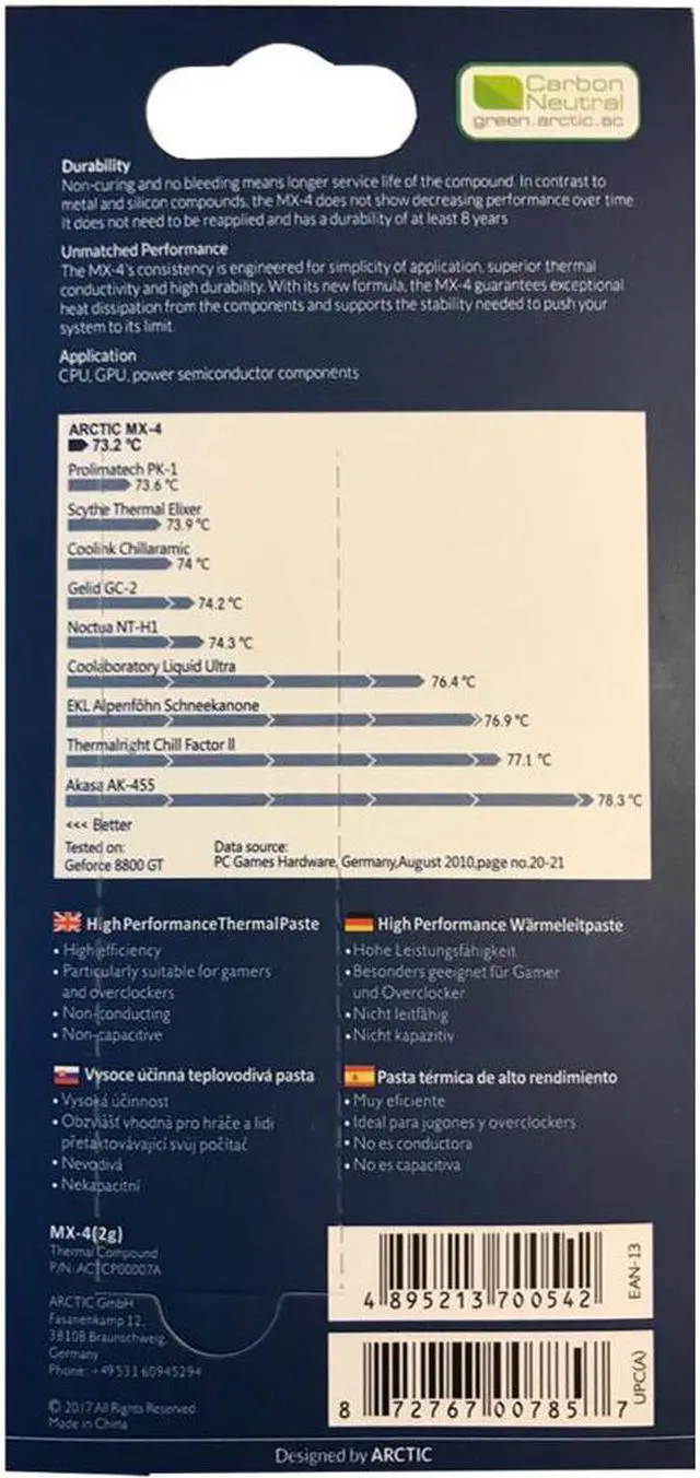 Alt view image 2 of 6 - ARCTIC MX-4 Thermal Paste, Carbon Based High Performance Thermal Compound for All Coolers, Thermal Interface Material, 2 Grams
