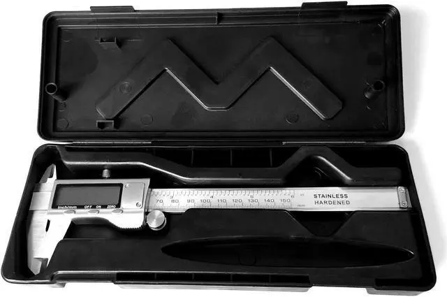 Alt view image 4 of 4 - Corn Electronics Stainless Steel Digital Caliper measuring device for inside, outside, depth and step measurements. Zero at any Position. Digital Vernier Caliper.