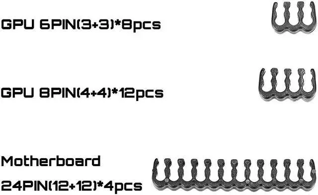 Alt view image 2 of 7 - 24 Pieces Set = 24-pin x 4, 8-pin x 12, 6-pin x 8 Cable Comb for 3 mm Cable Gesleeved Up To 3.4 mm/0.13inch) black