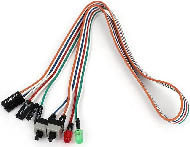 Alt view image 2 of 3 - 20" 2 Pin Connector Momentary Power SW Button Reset HDD Switch Cable with LED Light for PC Computer