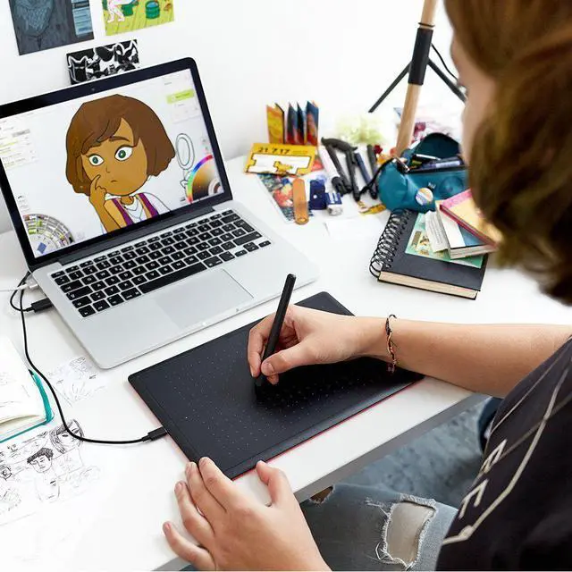 Alt view image 4 of 7 - WACOM One By CTL-472/K0-CX Small 6-inch x 3.5-inch Graphic Tablet Pen Pressure Levels 2048 (Red and Black)