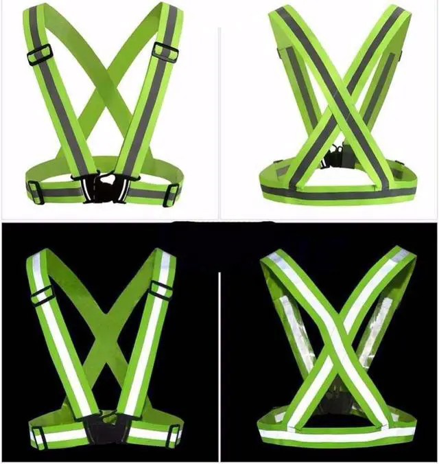 Alt view image 4 of 5 - CORN Adjustable Safety Security High Visibility Reflective Vest Gear Stripes Jacket Night Running