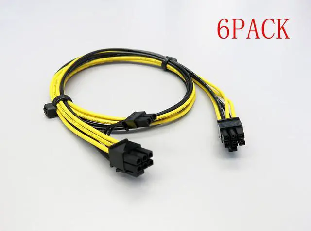 Main image of 6-Pack CORN 24 inch 16AWG 6 Pin Male to 8 Pin (6+2) Male PCIE Power Cable for GPU Video Card ETH Ethereum mining