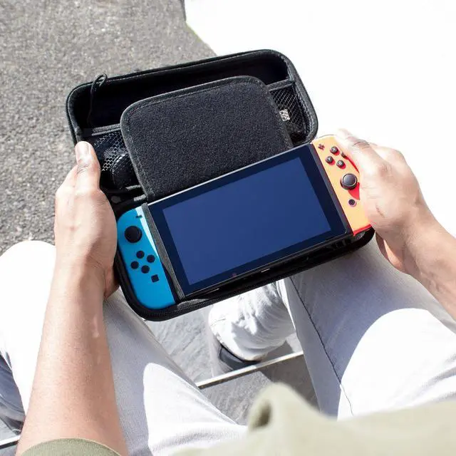 Alt view image 4 of 7 - CORN Carrying Case for Nintendo Switch Console & Accessories Black Protective Hard Portable Travel Carry Case Shell Pouch with 9HD Tempered Glass Screen Protector