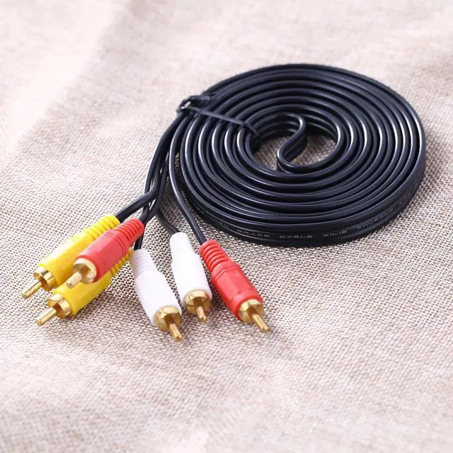 Alt view image 2 of 3 - CORN 1.5m 3 RCA to RCA Audio Video Cable Male To Male 3RCA To 3RCA Audio Video AV Cable Cord Wire For DVD TV