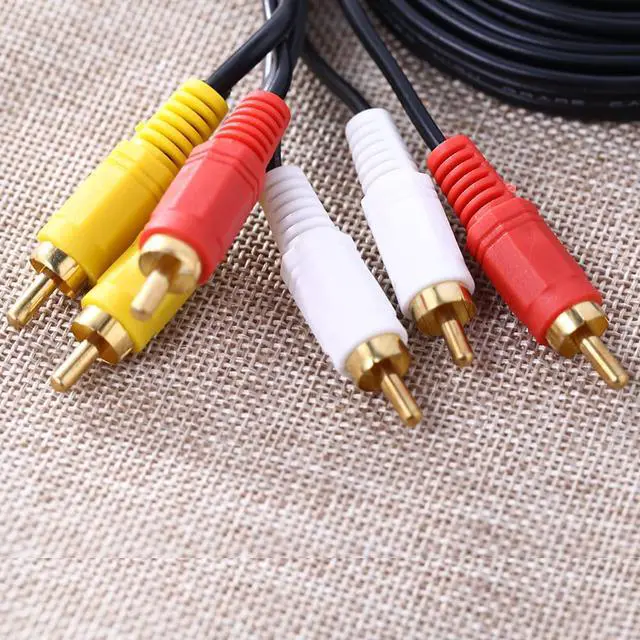 Alt view image 3 of 3 - CORN 1.5m 3 RCA to RCA Audio Video Cable Male To Male 3RCA To 3RCA Audio Video AV Cable Cord Wire For DVD TV