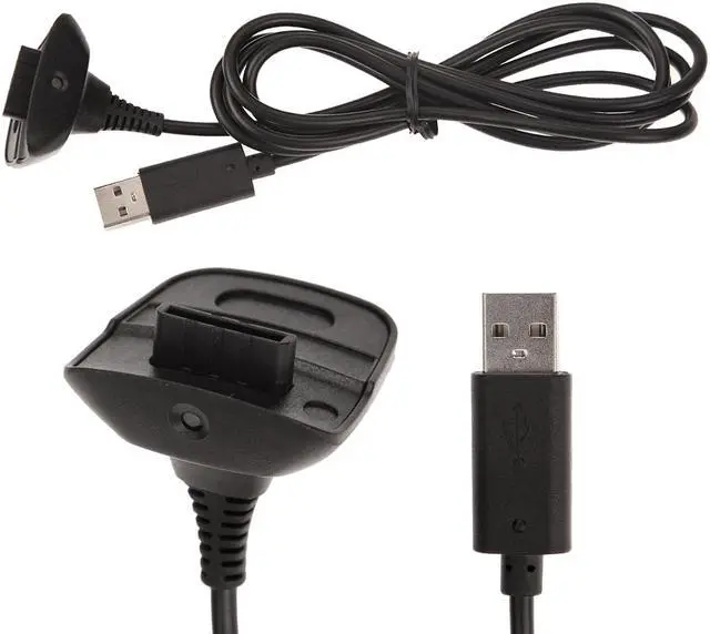 Alt view image 4 of 4 - CORN 1.5m USB Game Controller Charging Cable Wireless Controller Black USB Gamepad Joystick Power Supply Charger Cable for Xbox 360