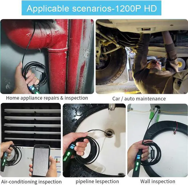 Alt view image 3 of 7 - SEE ANYWHERE Wireless Inspection Camera Updated 1200P HD Wifi Endoscope Borescope With 2.0 Megapixels 1200P HD Snake Camera For Iphone Android Smartphone, Table, Ipad, PC - 33FT