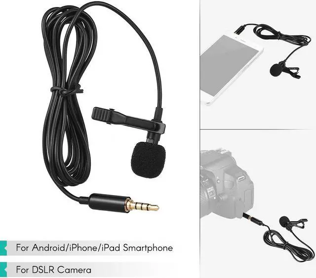 Alt view image 5 of 6 - CORN 1.45m Mini Portable Microphone Condenser Clip-on Lapel Lavalier Mic Wired Mikrofo/Microfon for Phone DSLR Camera Laptop