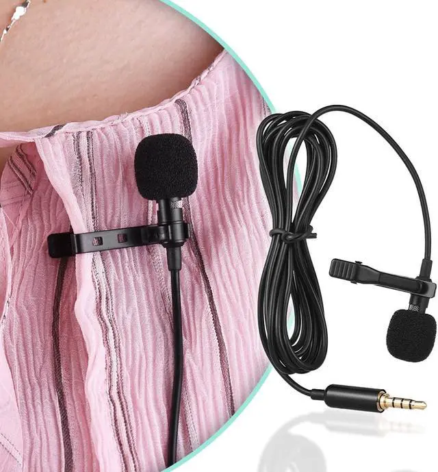 Alt view image 6 of 6 - CORN 1.45m Mini Portable Microphone Condenser Clip-on Lapel Lavalier Mic Wired Mikrofo/Microfon for Phone DSLR Camera Laptop